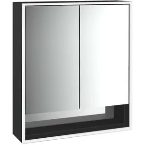 emco loft Lichtspiegelschrank mit Unterfach, 600mm, Aufputzmodell, schwarz/spiegel, 979813504 günstig
