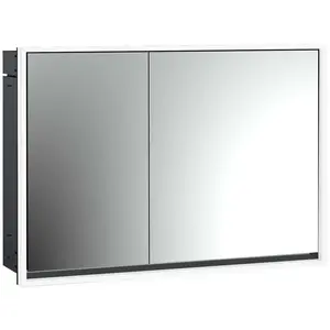 emco loft Lichtspiegelschrank, 1000mm, 2 Türen, Unterputzmodell, schwarz/spiegel, 979813315 günstig