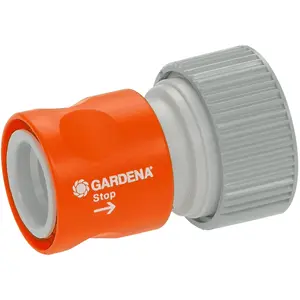 Gardena, Schlauchanschluss + Schlauchverbinder, Übergangsstück mit Wasserstop (Übergangsstück, Wasserstop, 13 mm)