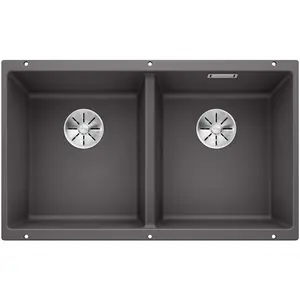 BLANCO SUBLINE 350/350-U, Schrankwaschbecken, Silgranit, Grau, 80 cm, Deutschland günstig