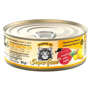Porta21 Superfood Nassfutter Für Katzen Mit Makrele Und Ananas 80g