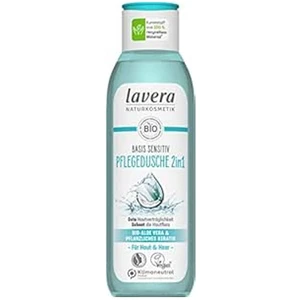 lavera Basis Sensitiv 2-in-1 Pflege-Dusche für empfindliche Haut, 250 ml - rückfettende Showercreme mit Bio-Mandelöl günstig