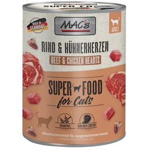 MAC'S Rind & Hühnerherzen 800 g - 6 Stück, Nassfutter für: Katze