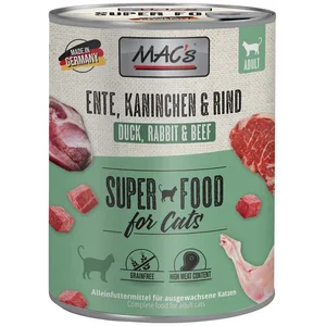 MAC'S Ente, Kaninchen & Rind 800 g - 6 Stück, Nassfutter für: Katze