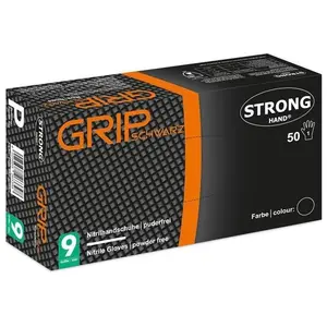 Feldtmann Stronghand, Schutzhandschuhe, Einweghandschuh Grip,Nitril,ungepudert, schwarz,Gr.9, Box=50 Stück (9) günstig