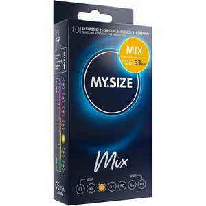 MY.SIZE Kondome Mix, gemischte Kondome in individueller Passform, blaue, rote mit Erdbeeraroma, gerippt, classic günstig