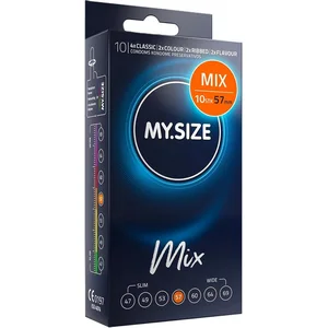 MY.SIZE Kondome Mix, gemischte Kondome in individueller Passform, blaue, rote mit Erdbeeraroma, gerippt, classic günstig