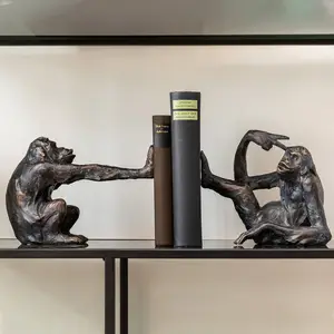 KARE Buchstütze Monkey, Polyresin, schwarz, 2er-Set günstig