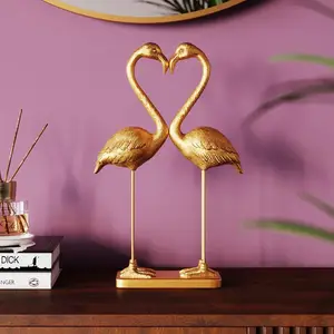 KARE Deko-Figur Flamingo Love, goldfarben, Höhe 39 cm günstig