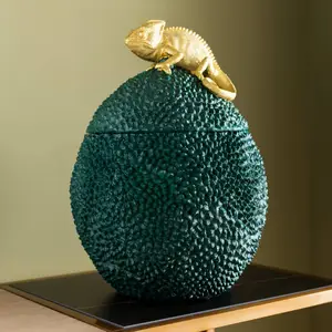 KARE Deko-Dose Chameleon, Höhe 34 cm, dunkelgrün, gold günstig