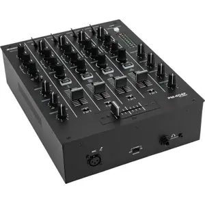Omnitronic PM-404F 4-Kanal-DJ-Mixer mit Filter und Bluetooth, Mischpult, Schwarz
