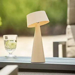 LED-Akku-Tischleuchte Solino, beige, Solar/USB, 26 cm, IP44