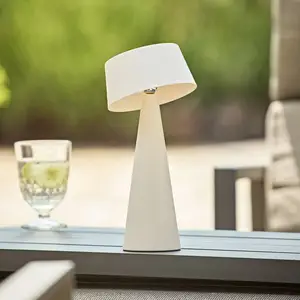LED-Akku-Tischleuchte Solino, weiß, Solar/USB, 26 cm, IP44