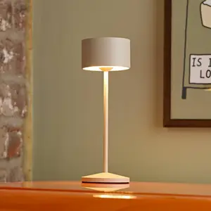 LED-Akku-Tischleuchte Veluna, beige, 3er-Set, 25 cm, IP44