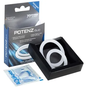 JOYDIVISION POTENZduo transparent, Größe M, Penisring aus medizinischem Silikon, Potenzring, Love-T 1 ct