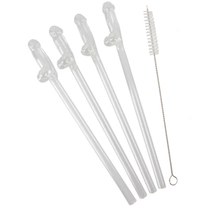 NoBraPro 5-teilliges Strohhalm-Set Glass Drinking Straw Willy , aus w... günstig