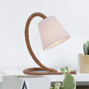 Näve Tischlampe Rope mit Textilschirm u. Naturseil günstig
