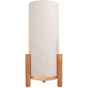 Näve Tischleuchten - Akkutischleuchte "MADITA" H: 48cm leinen/natur, Tischlampe im Scandi Style, aus Holz und Textil in natur, 48 cm hoch, Ø 22 cm, inkl. LED   dimmbar   Akkubetrieb   Akku- und Netzbetrieb   Berührungssensor   USB Typ C günstig
