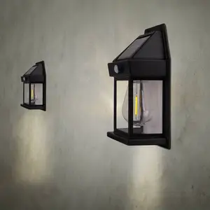 LED-Solar-Außenwandlampe Mira, Sensor, schwarz, 2er-Set IP44