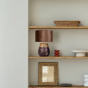 Näve Tischleuchte Bronco, tabak, Keramik/Kunstleder, Höhe 39 cm günstig