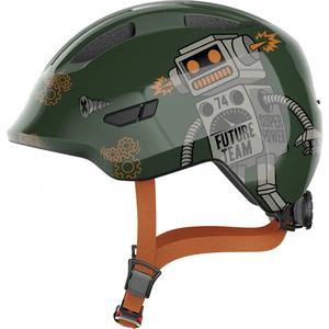 ABUS Kinderhelm Smiley 3.0 - Fahrradhelm mit tiefer Passform, kindergerechten Designs & Platz für einen Zopf - für Mädchen und Jungs - Grün mit Roboter-Muster, Größe M (50-55 cm) günstig