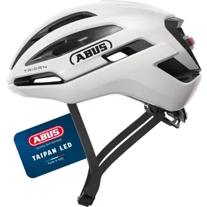 ABUS Gravel-Helm Taipan LED - Fahrradhelm mit Licht fürs Gravel-Biken - leicht, vielseitig und gut belüftet - mit Brillenhalterung - für Jugendliche, Frauen und Männer - Größe L, weiß günstig