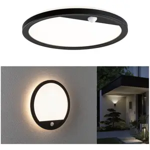 Paulmann LED-Außenwandleuchte Lamina, schwarz, Sensor, IP44