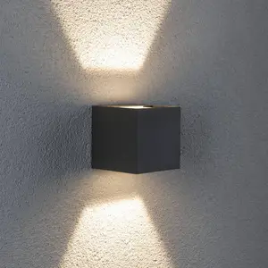 Paulmann Cybo LED-Außenwandleuchte, 2.700 K, 8 x 8 cm, grau