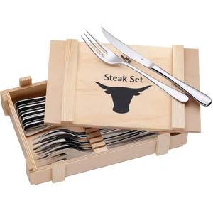 WMF Steakbesteck inklusive Holzkiste, Monobloc, Wellenschliff, auch al...