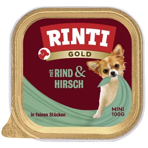 Rinti Gold Mini mit Rind & Hirsch 100 g - 16 Stück, Nassfutter für: Hu...