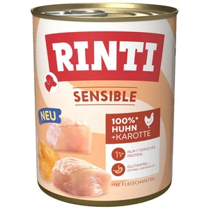 Rinti Sensible mit Huhn + Karotte 800 g - 6 Stück, Nassfutter für: Hun...