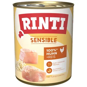 Rinti Sensible mit Huhn + Reis 800 g - 6 Stück, Nassfutter für: Hund