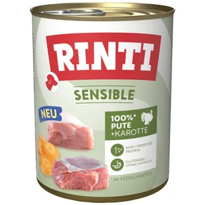 Rinti Sensible mit Pute & Karotte 800 g - 6 Stück, Nassfutter für: Hun...