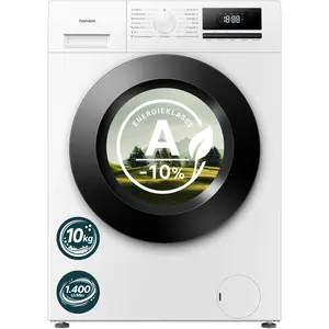 homeX Waschmaschine (10kg Frontlader, 1400 U/min) mit Dampffunktion, I...