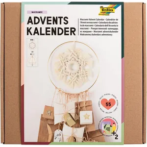 folia 9386 - Adventskalender-Set "Makramee", 55-teiliges DIY Bastel-Se...