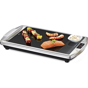 Rommelsbacher CERAN® Grill CG 2308/TC, Edelstahlgehäuse, original SCHOTT CERAN® Glaskeramik Grillfläche, elektronische Temperaturregelung von 80 °C bis 280 °C, Fettauffangrinne, LED Display, Touch Control günstig