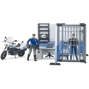 BRUDER 62732 bworld Polizeistation mit Polizeimotorrad, Spielfigur
