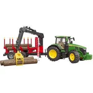 Auto Spiele mit Forstanhänger Bruder John Deere 7R 350 TU