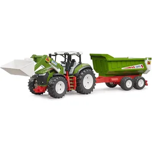 Bruder 03452 Roadmax Traktor mit Frontlader und Kippanhänger, Spielfahrzeug