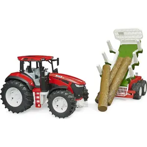 Bruder ROADMAX Traktor Traktor mit Rückeanhänger + 3 Baumstämme 1:16
