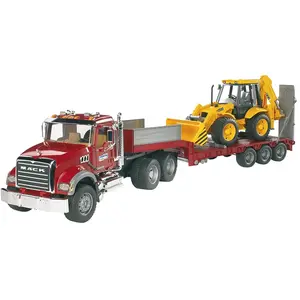 BRUDER 02813 MACK Granite Tieflader und JCB 4CX Baggerlader, Modellfahrzeug