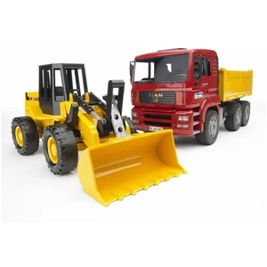 BRUDER 02752 MAN TGA Kipper mit FR130 Knickradlader Spielzeug-LKW im M...