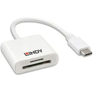 Lindy USB 3.1 Typ C SD Card Reader (USB-C), Speicherkartenlesegerät, Weiss