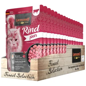 Leonardo Catfood Rind Pur - getreidefreies Nassfutter mit Lachsöl 16x8...