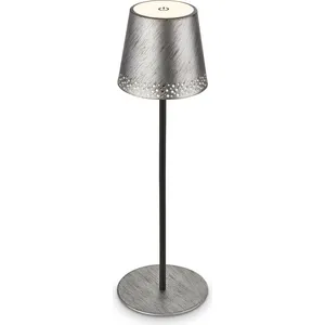 Briloner LED Akku-Tischleuchte Tischlampe höhenverstellbar IP44 silber...
