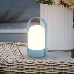LED-Akku-Tischlampe ASA, taubenblau, Höhe 15,5 cm, IP44