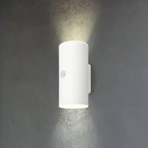LED-Akku-Außenwandleuchte, weiß, Sensor, up/down