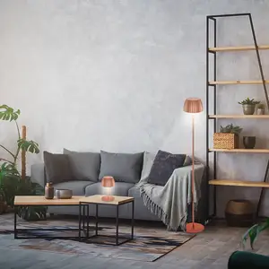 LED-Akku-Stehlampe Brilo unplugged Riffle, kupferfarben