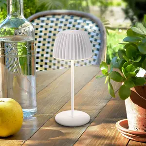 LED-Akku-Tischlampe Brilo unplugged Riffle, 20 cm, weiß