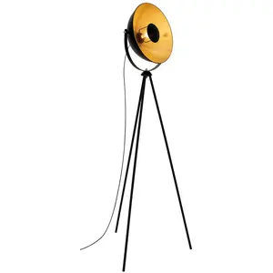 Retro-Stehleuchte BRILONER LEUCHTEN SAND, 60 W, IP20, schwarz-gold, Me...
